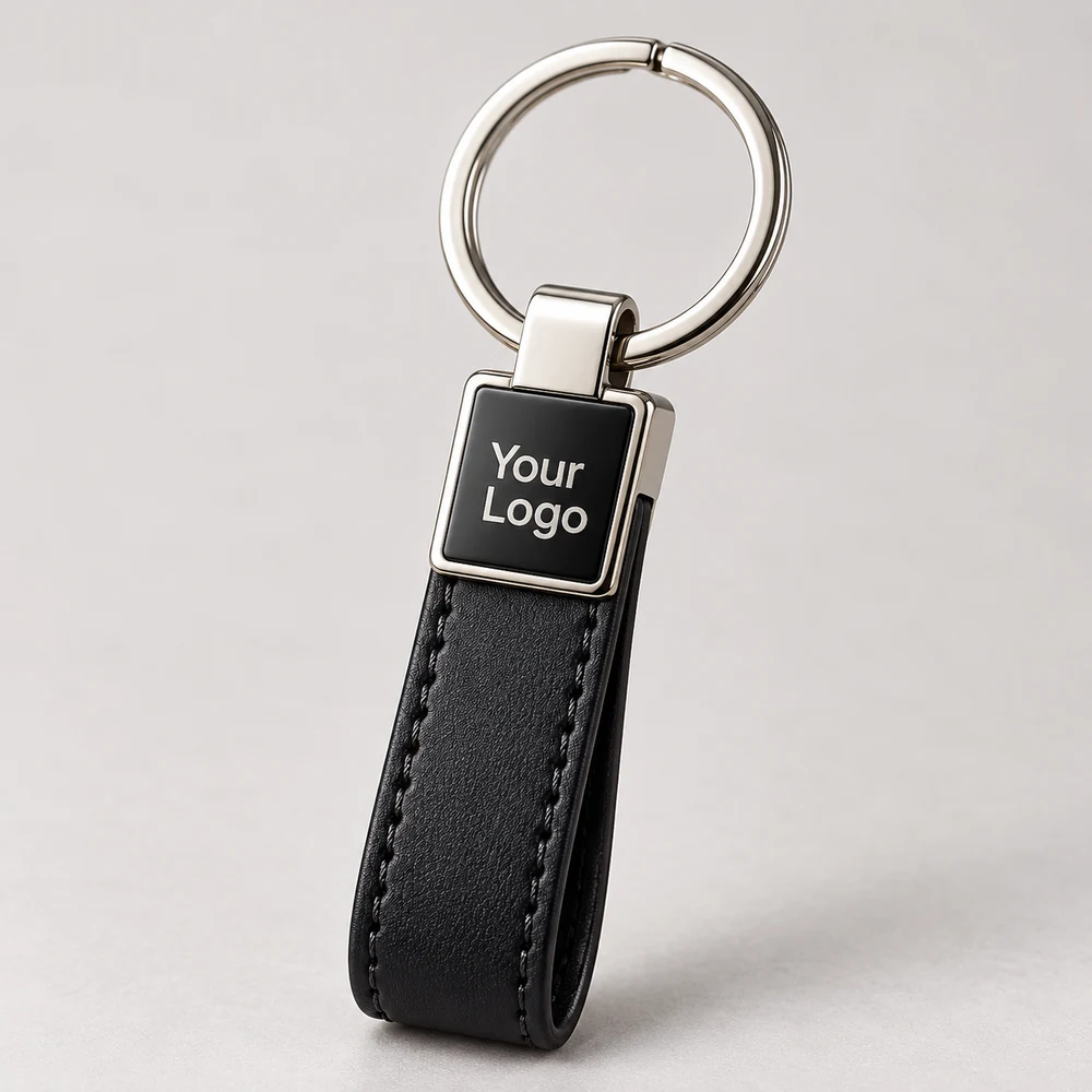 Leather-Tab Import Keychain